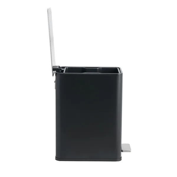 10L/2.6 Gallon Rectangular Step Trash Can, Stainless Steel Garbage Can with Foot Pedal, Removable Inner Bucket with Grip Groove and Side Handle for Kitchen Bathroom Office, Black - Image 3