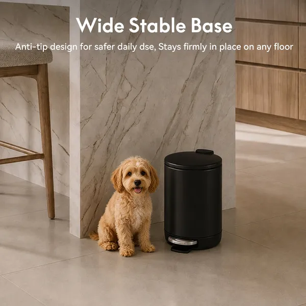 3L/0.8 Gallon Round Step Trash Can, Small Stainless Steel Bathroom Garbage Can with Foot Pedal and Removable Inner Bucket for Bathroom, Bedroom, Office, Black - Image 16