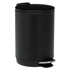 3L/0.8 Gallon Round Step Trash Can, Small Stainless Steel Bathroom Garbage Can with Foot Pedal and Removable Inner Bucket for Bathroom, Bedroom, Office, Black