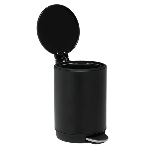 3L/0.8 Gallon Round Step Trash Can, Small Stainless Steel Bathroom Garbage Can with Foot Pedal and Removable Inner Bucket for Bathroom, Bedroom, Office, Black - Image 7