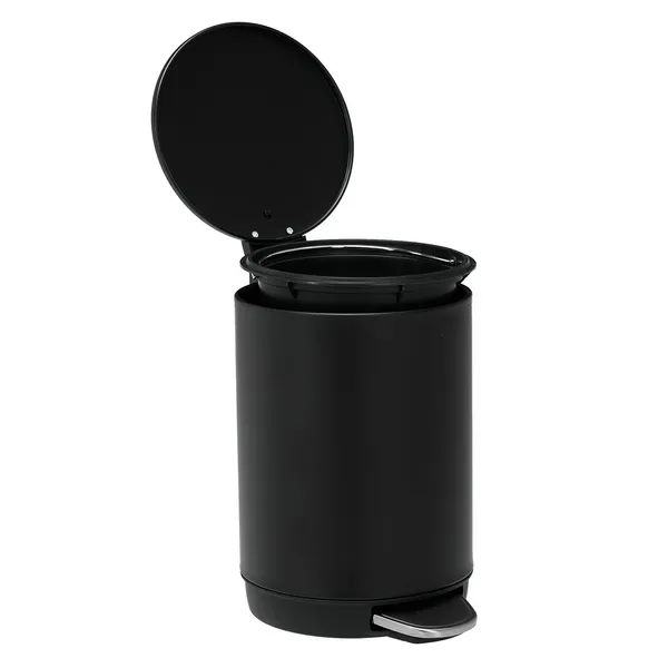 3L/0.8 Gallon Round Step Trash Can, Small Stainless Steel Bathroom Garbage Can with Foot Pedal and Removable Inner Bucket for Bathroom, Bedroom, Office, Black - Image 2