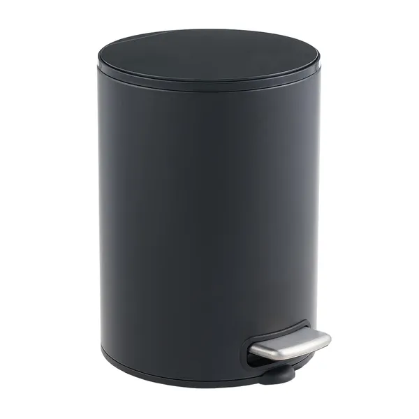 5L/1.32 Gallon Round Step Trash Can, Small Stainless Steel Bathroom Garbage Can with Foot Pedal and Removable Inner Bucket for Bathroom, Bedroom, Office, Black - Image 12