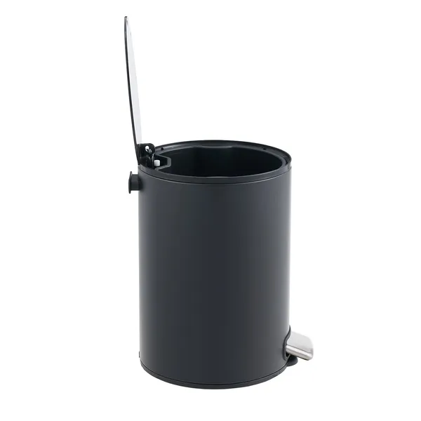 5L/1.32 Gallon Round Step Trash Can, Small Stainless Steel Bathroom Garbage Can with Foot Pedal and Removable Inner Bucket for Bathroom, Bedroom, Office, Black - Image 4