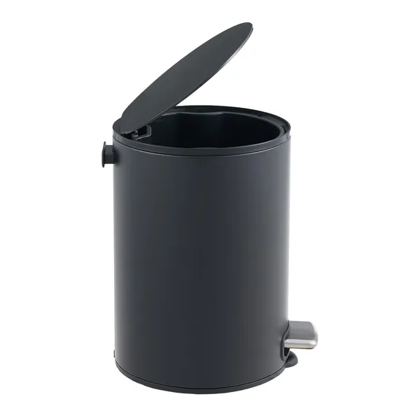 5L/1.32 Gallon Round Step Trash Can, Small Stainless Steel Bathroom Garbage Can with Foot Pedal and Removable Inner Bucket for Bathroom, Bedroom, Office, Black - Image 5