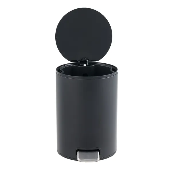 5L/1.32 Gallon Round Step Trash Can, Small Stainless Steel Bathroom Garbage Can with Foot Pedal and Removable Inner Bucket for Bathroom, Bedroom, Office, Black - Image 9
