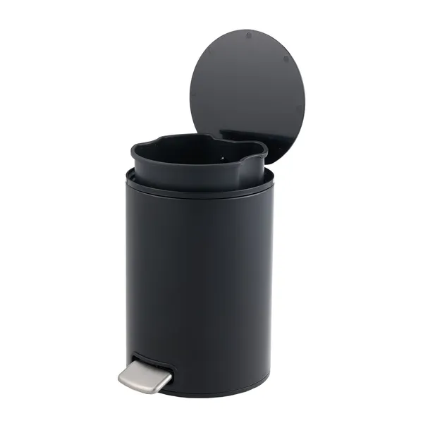5L/1.32 Gallon Round Step Trash Can, Small Stainless Steel Bathroom Garbage Can with Foot Pedal and Removable Inner Bucket for Bathroom, Bedroom, Office, Black - Image 2