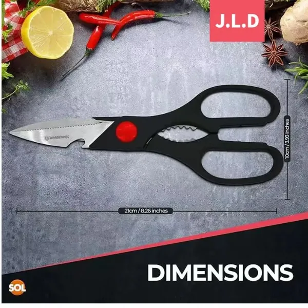 Heavy Duty Multi-Purpose Kitchen Scissors, Food Scissors, Sharp Scissors with Nutcrackers, Bottle Opener, Can Opener, Vegetable Cutting Scissors, Chopping Scissors, Multi-Purpose Utensil Gadgets - Image 6