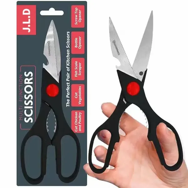 Heavy Duty Multi-Purpose Kitchen Scissors, Food Scissors, Sharp Scissors with Nutcrackers, Bottle Opener, Can Opener, Vegetable Cutting Scissors, Chopping Scissors, Multi-Purpose Utensil Gadgets - Image 2