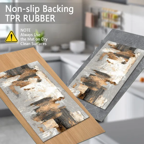 Three-piece kitchen rug set, non-slip and washable, abstract pattern kitchen hallway rug, soft and comfortable, suitable for sinks, floors, entrances, hallways and bathrooms. - Image 42