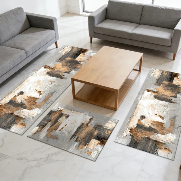 Three-piece kitchen rug set, non-slip and washable, abstract pattern kitchen hallway rug, soft and comfortable, suitable for sinks, floors, entrances, hallways and bathrooms. - Image 47