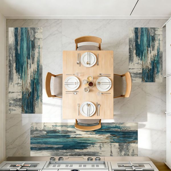 Three-piece kitchen rug set, non-slip and washable, abstract pattern kitchen hallway rug, soft and comfortable, suitable for sinks, floors, entrances, hallways and bathrooms. - Image 36