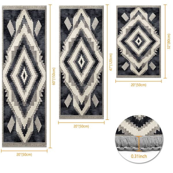 Three-piece kitchen rug set, non-slip and washable, abstract pattern kitchen hallway rug, soft and comfortable, suitable for sinks, floors, entrances, hallways and bathrooms. - Image 4