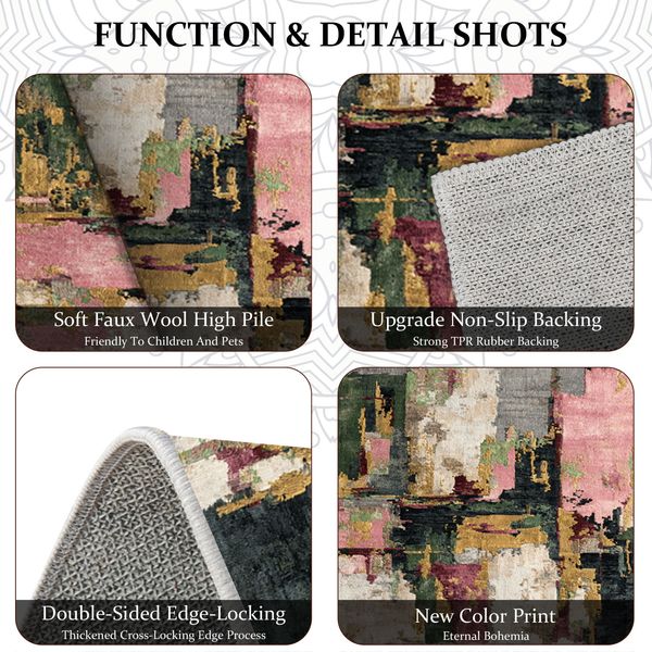 Three-piece kitchen rug set, non-slip and washable, abstract pattern kitchen hallway rug, soft and comfortable, suitable for sinks, floors, entrances, hallways and bathrooms. - Image 80