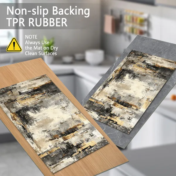 Three-piece kitchen rug set, non-slip and washable, abstract pattern kitchen hallway rug, soft and comfortable, suitable for sinks, floors, entrances, hallways and bathrooms. - Image 66
