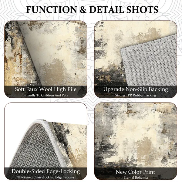 Three-piece kitchen rug set, non-slip and washable, abstract pattern kitchen hallway rug, soft and comfortable, suitable for sinks, floors, entrances, hallways and bathrooms. - Image 67
