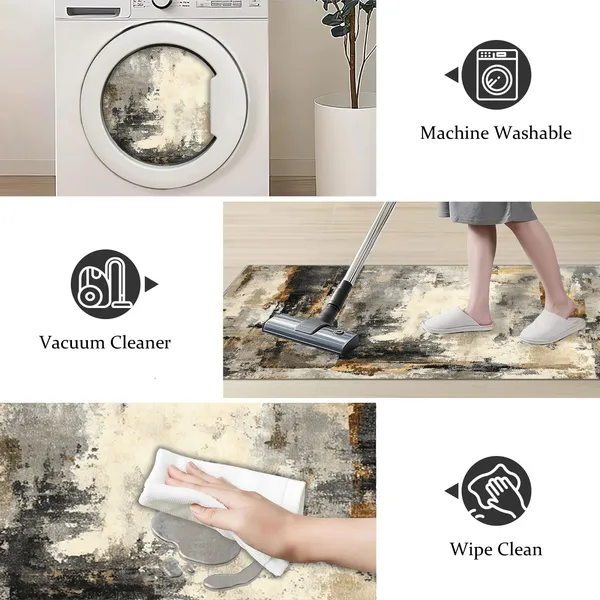 Three-piece kitchen rug set, non-slip and washable, abstract pattern kitchen hallway rug, soft and comfortable, suitable for sinks, floors, entrances, hallways and bathrooms. - Image 68