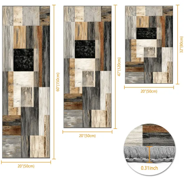 Three-piece kitchen rug set, non-slip and washable, abstract pattern kitchen hallway rug, soft and comfortable, suitable for sinks, floors, entrances, hallways and bathrooms. - Image 89