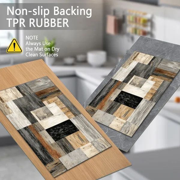 Three-piece kitchen rug set, non-slip and washable, abstract pattern kitchen hallway rug, soft and comfortable, suitable for sinks, floors, entrances, hallways and bathrooms. - Image 91