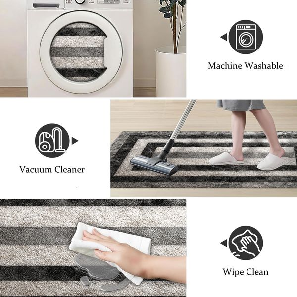Three-piece kitchen rug set, non-slip and washable, abstract pattern kitchen hallway rug, soft and comfortable, suitable for sinks, floors, entrances, hallways and bathrooms. - Image 105