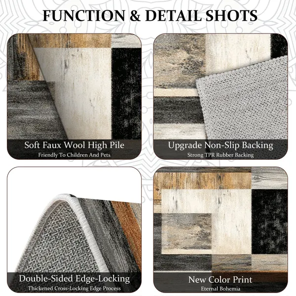 Three-piece kitchen rug set, non-slip and washable, abstract pattern kitchen hallway rug, soft and comfortable, suitable for sinks, floors, entrances, hallways and bathrooms. - Image 92