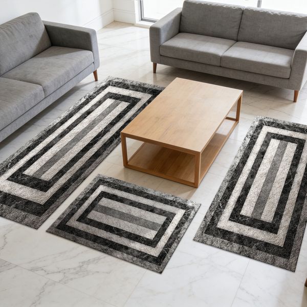 Three-piece kitchen rug set, non-slip and washable, abstract pattern kitchen hallway rug, soft and comfortable, suitable for sinks, floors, entrances, hallways and bathrooms. - Image 108