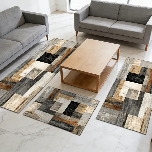 Three-piece kitchen rug set, non-slip and washable, abstract pattern kitchen hallway rug, soft and comfortable, suitable for sinks, floors, entrances, hallways and bathrooms. - Image 96