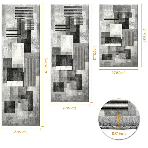 Three-piece kitchen rug set, non-slip and washable, abstract pattern kitchen hallway rug, soft and comfortable, suitable for sinks, floors, entrances, hallways and bathrooms. - Image 113