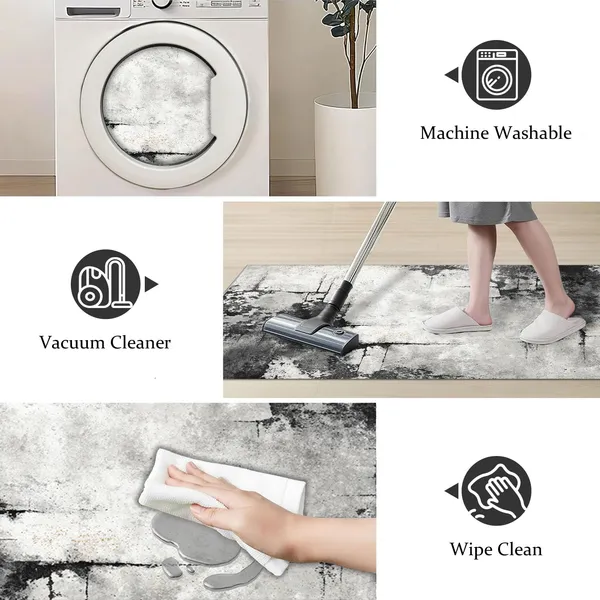 Three-piece kitchen rug set, non-slip and washable, abstract pattern kitchen hallway rug, soft and comfortable, suitable for sinks, floors, entrances, hallways and bathrooms. - Image 20