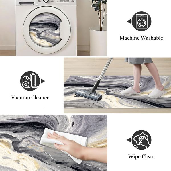 Three-piece kitchen rug set, non-slip and washable, abstract pattern kitchen hallway rug, soft and comfortable, suitable for sinks, floors, entrances, hallways and bathrooms. - Image 141
