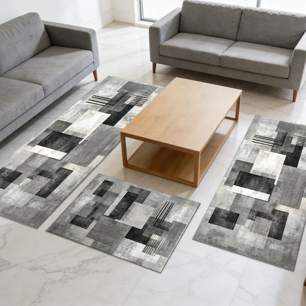 Three-piece kitchen rug set, non-slip and washable, abstract pattern kitchen hallway rug, soft and comfortable, suitable for sinks, floors, entrances, hallways and bathrooms. - Image 120