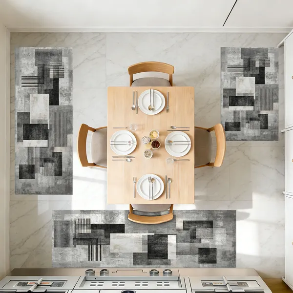 Three-piece kitchen rug set, non-slip and washable, abstract pattern kitchen hallway rug, soft and comfortable, suitable for sinks, floors, entrances, hallways and bathrooms. - Image 121