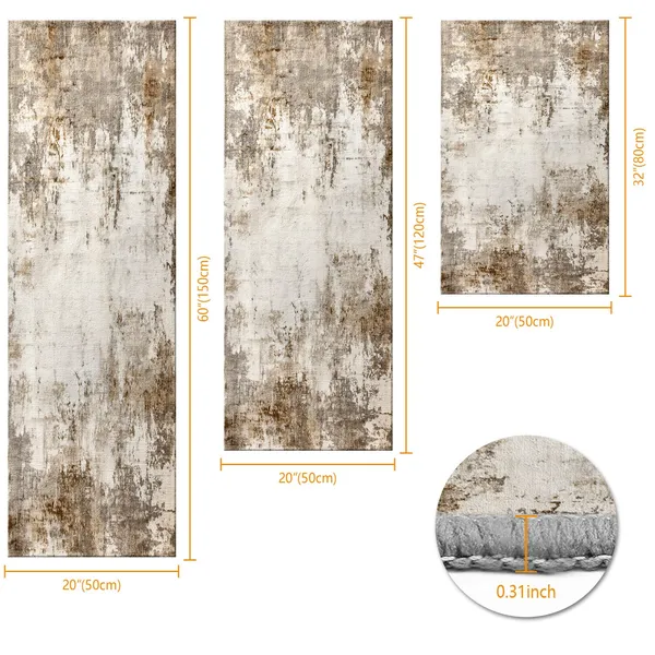 Three-piece kitchen rug set, non-slip and washable, abstract pattern kitchen hallway rug, soft and comfortable, suitable for sinks, floors, entrances, hallways and bathrooms. - Image 149